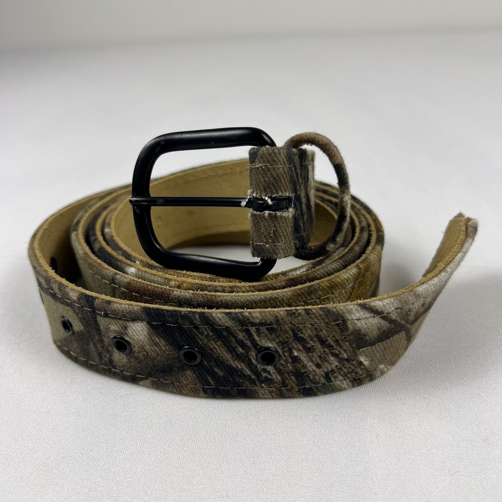 Realtree Camo Belt 40 48 Camouflage Fabric Leather Backed Good Hunting Outdoor